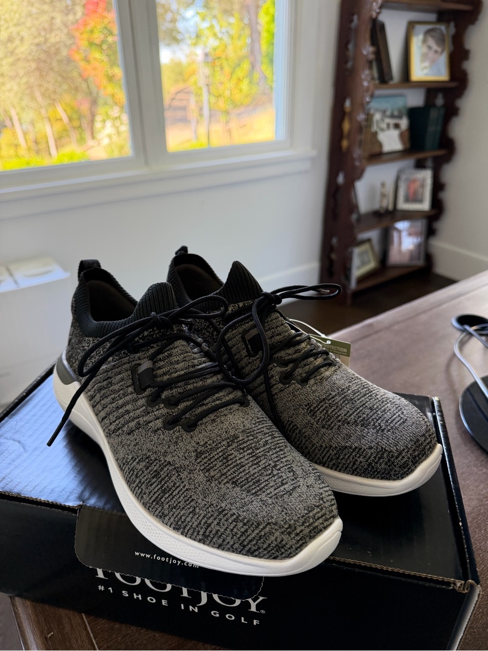 FootJoy Grey and Black Knit Lace-Up Golf Sneakers